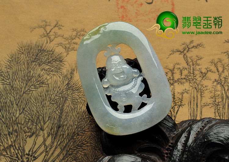 冰种晴水缅甸翡翠A货佛头挂件