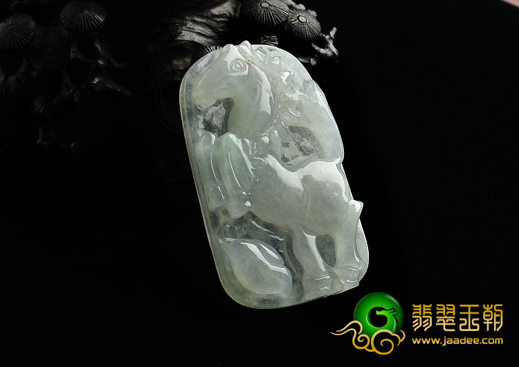 冰种晴水缅甸翡翠A货马牌挂件