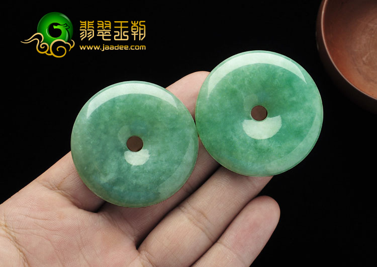糯冰种豆色缅甸翡翠A货平安扣挂件（单价）