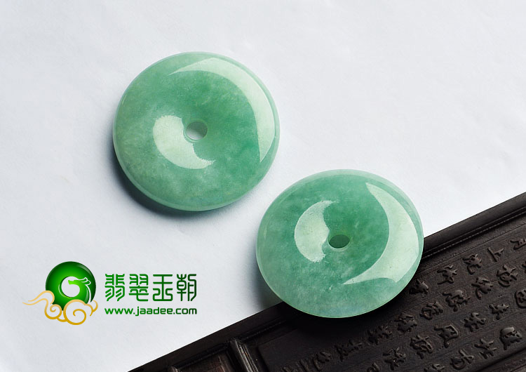 糯冰种豆色缅甸翡翠A货平安扣挂件（单价）