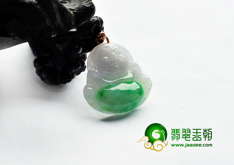 糯冰种飘翠缅甸翡翠A货玉佛挂件