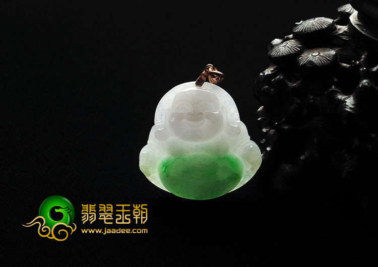 糯冰种飘翠缅甸翡翠A货玉佛挂件