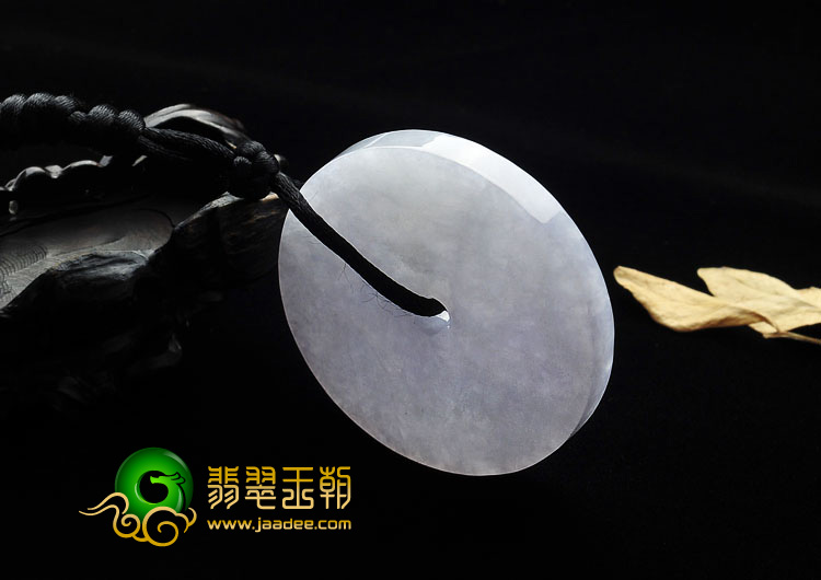 糯冰种淡紫罗兰缅甸翡翠A货平安扣挂件