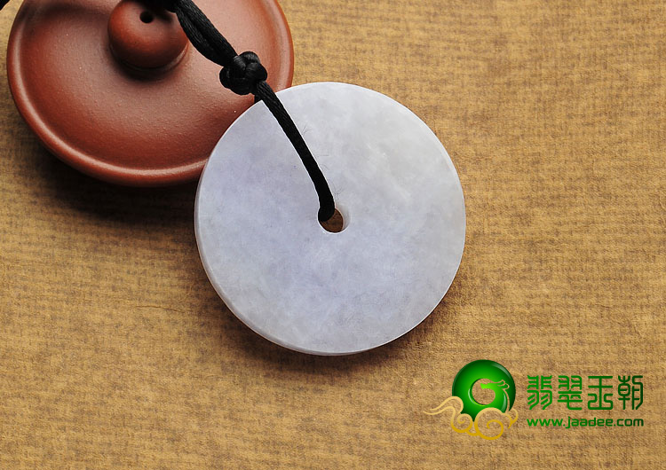 糯冰种淡紫罗兰缅甸翡翠A货平安扣挂件