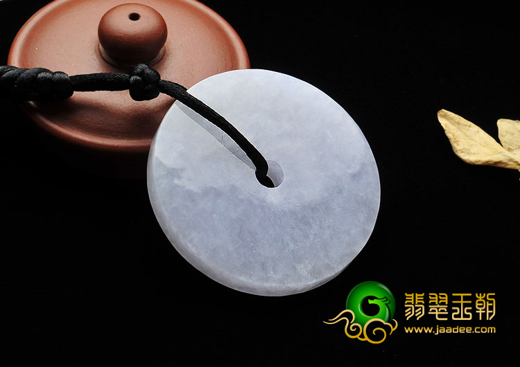 糯冰种淡紫罗兰缅甸翡翠A货平安扣挂件