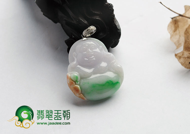 糯冰种三彩缅甸翡翠A货玉佛挂件