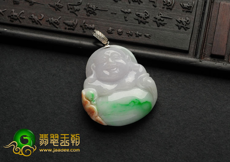 糯冰种三彩缅甸翡翠A货玉佛挂件