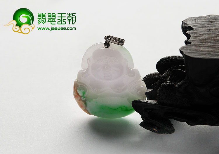 糯冰种三彩缅甸翡翠A货玉佛挂件
