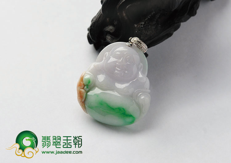 糯冰种三彩缅甸翡翠A货玉佛挂件