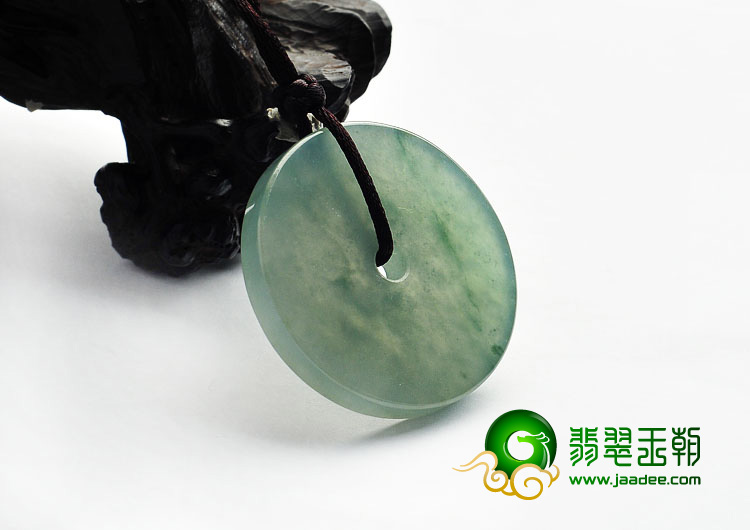 冰种飘花缅甸翡翠A货平安扣挂件