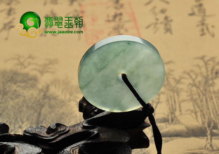 冰种飘花缅甸翡翠A货平安扣挂件