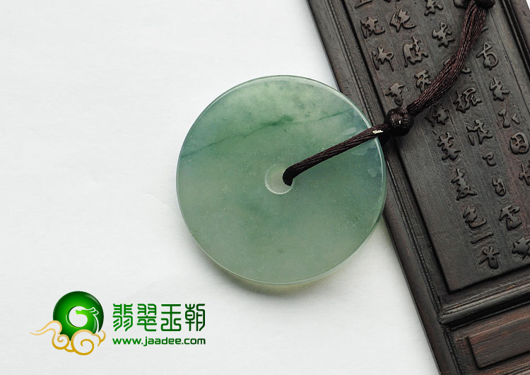 冰种飘花缅甸翡翠A货平安扣挂件