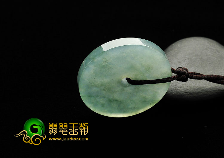 冰种飘花缅甸翡翠A货平安扣挂件