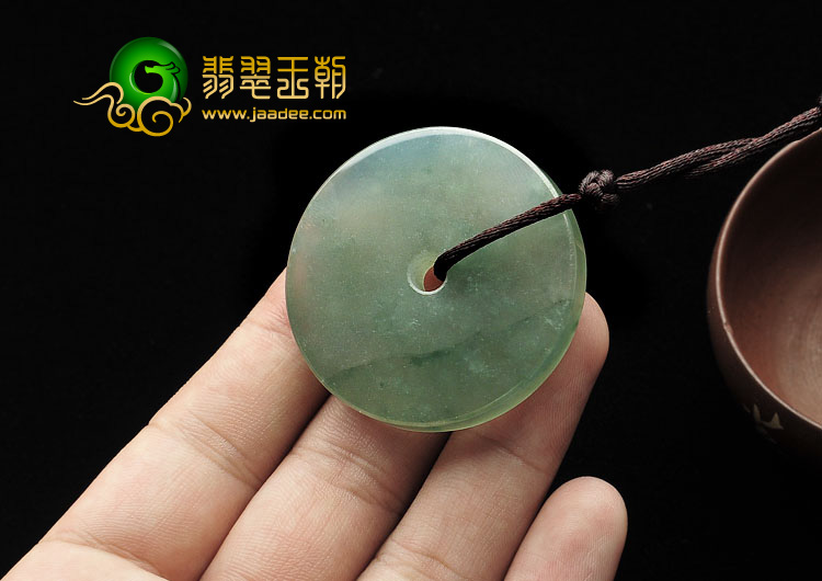 冰种飘花缅甸翡翠A货平安扣挂件