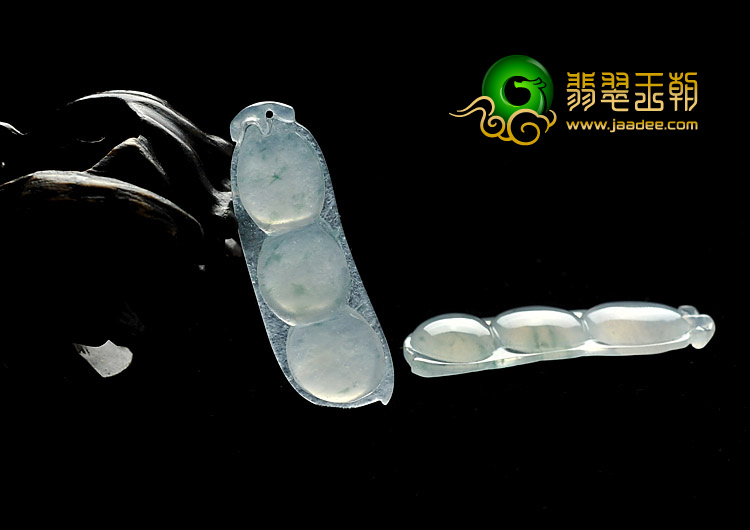 冰种飘花缅甸翡翠A货四季豆挂件（单价）