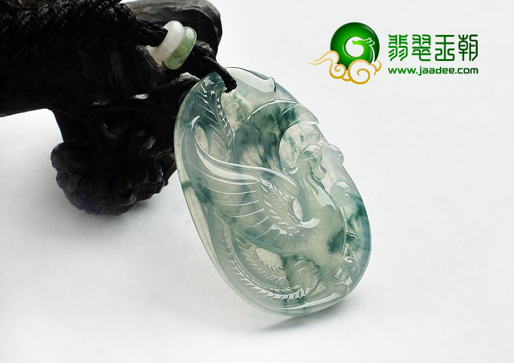 冰种飘花缅甸翡翠A货凤凰挂件