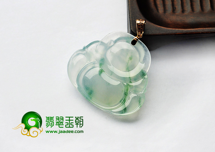 冰玻种飘花缅甸翡翠A货玉佛挂件
