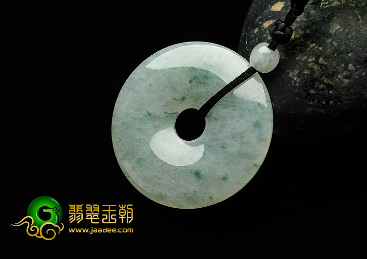 冰种飘花缅甸翡翠A货平安扣挂件