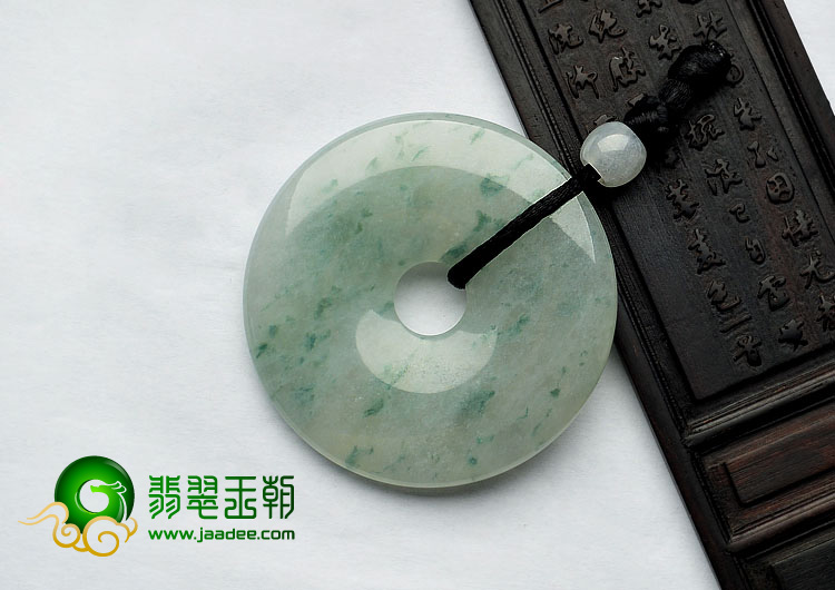 冰种飘花缅甸翡翠A货平安扣挂件