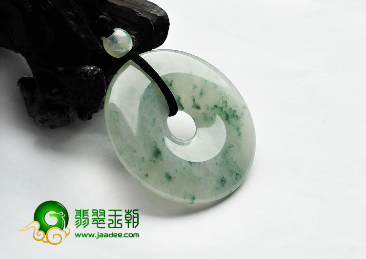 冰种飘花缅甸翡翠A货平安扣挂件