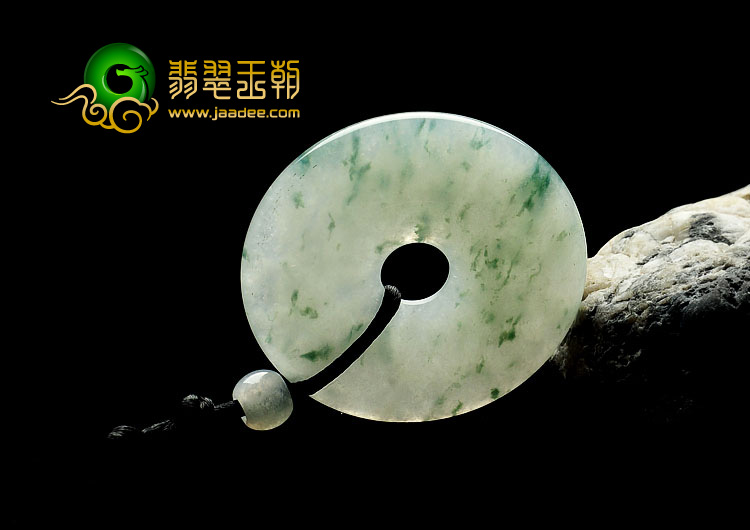 冰种飘花缅甸翡翠A货平安扣挂件