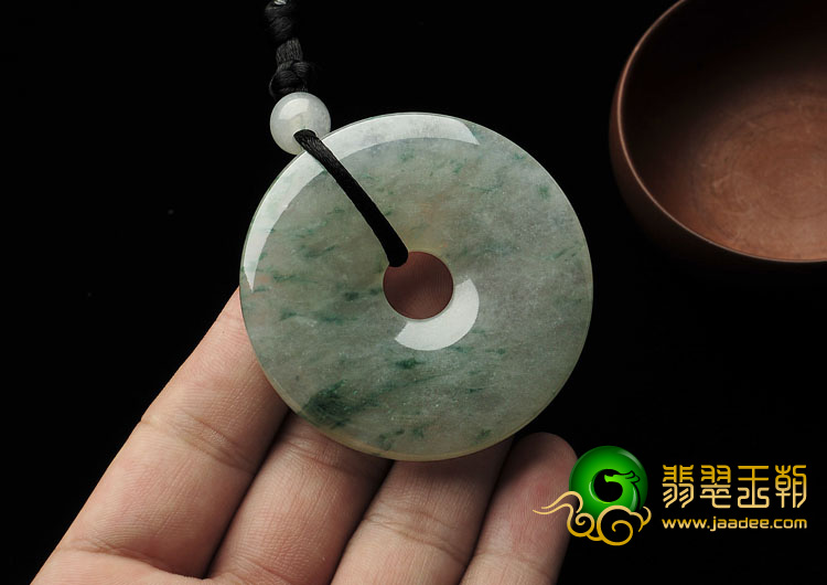 冰种飘花缅甸翡翠A货平安扣挂件