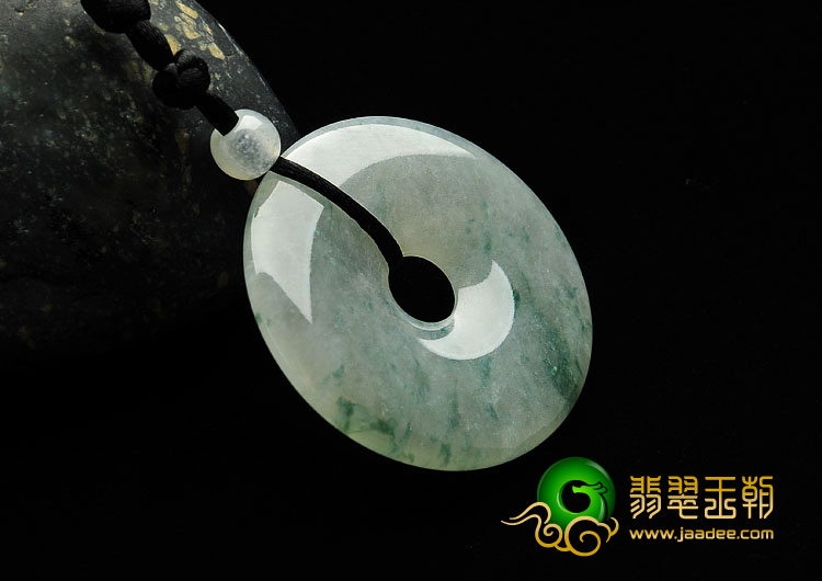 冰种飘花缅甸翡翠A货平安扣挂件