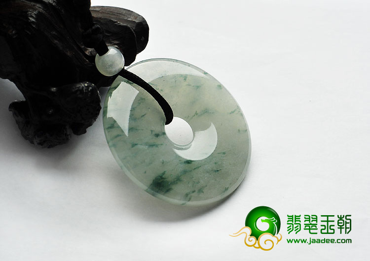 冰种飘花缅甸翡翠A货平安扣挂件
