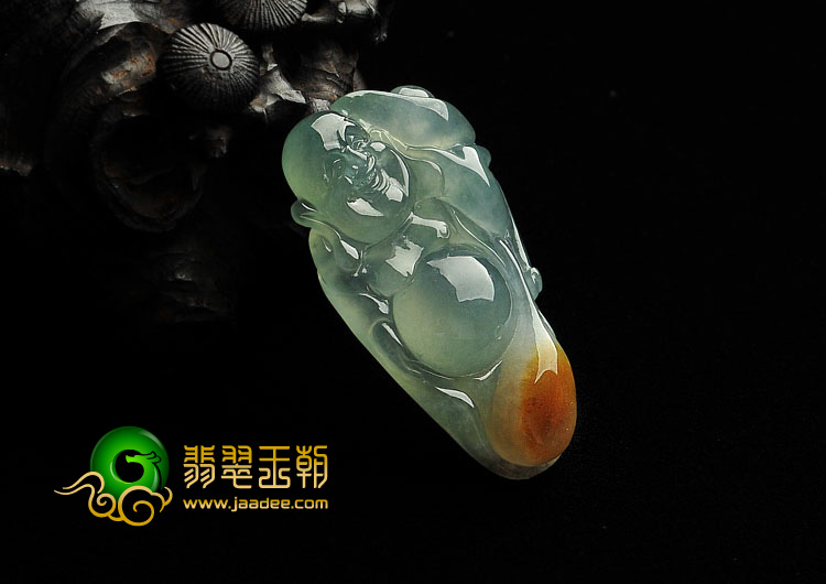 冰种晴水黄翡缅甸翡翠A货逍遥佛挂件