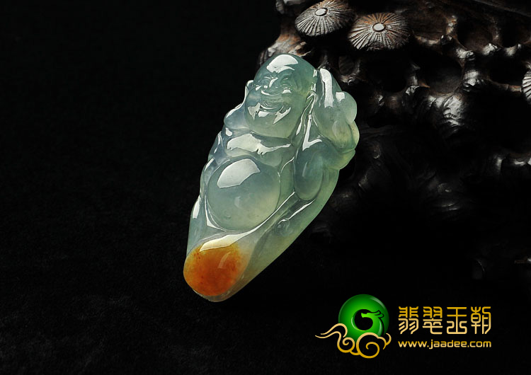 冰种晴水黄翡缅甸翡翠A货逍遥佛挂件