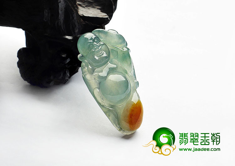 冰种晴水黄翡缅甸翡翠A货逍遥佛挂件