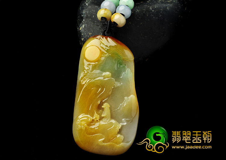 （超值推荐）糯冰种黄加绿山水挂件