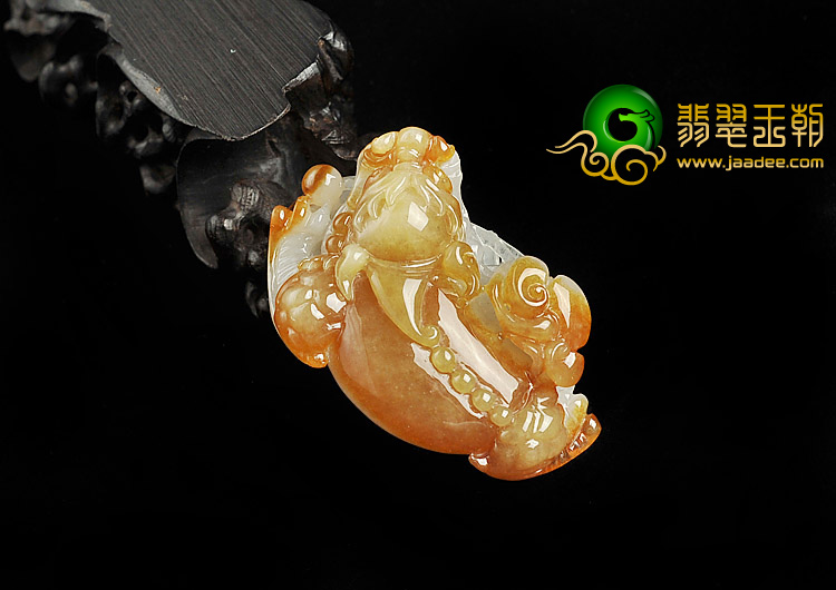 糯冰种褐黄翡缅甸翡翠A货貔貅挂件