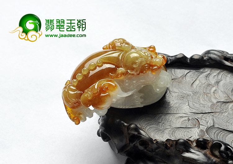 糯冰种褐黄翡缅甸翡翠A货貔貅挂件