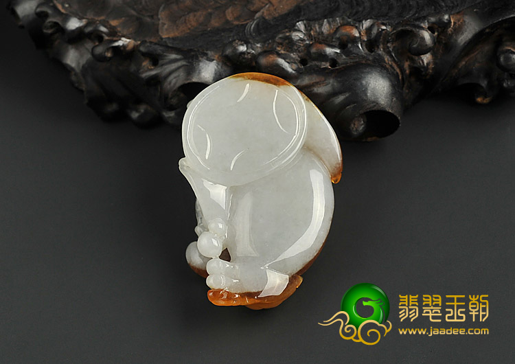 糯冰种褐黄翡缅甸翡翠A货貔貅挂件
