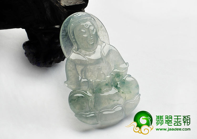 冰种飘花缅甸翡翠A货观音挂件