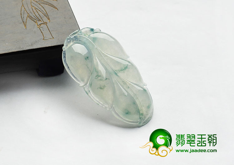 冰种飘花缅甸翡翠A货叶子挂件