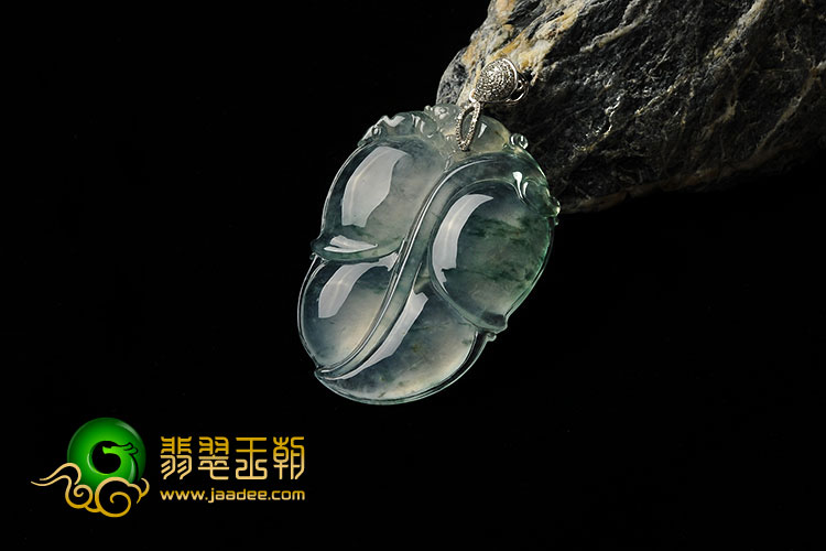 冰种飘花缅甸翡翠A货叶子挂件