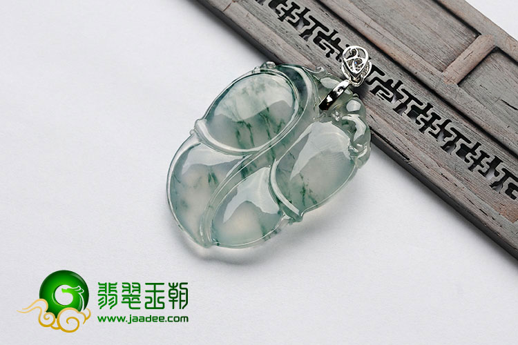 冰种飘花缅甸翡翠A货叶子挂件
