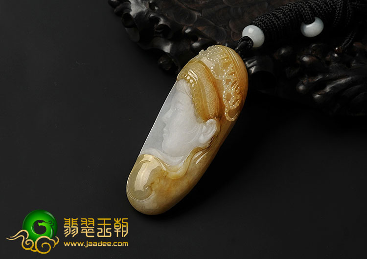 （一口价扫货）糯冰种黄翡缅甸翡翠A货阿诗玛挂件（一对）