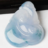 冰种紫罗兰飘花缅甸翡翠A货如意挂件