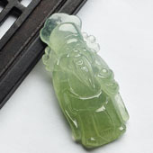 冰种晴水缅甸翡翠A货财神挂件