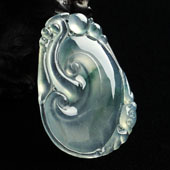 冰玻种飘花缅甸翡翠A货如意挂件