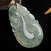 冰种飘花缅甸翡翠A货如意挂件