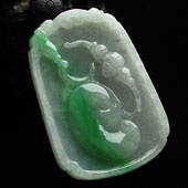 糯冰种白底青缅甸翡翠A货如意高升挂件