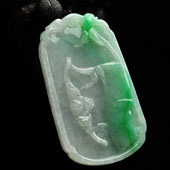 糯冰种白底青缅甸翡翠A货如意高升挂件