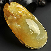 冰种黄翡缅甸翡翠A货龙行如意挂件