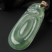 冰种晴水飘花缅甸翡翠A货貔貅如意挂件