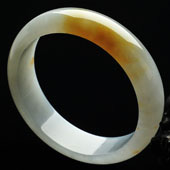 糯冰种飘黄翡缅甸翡翠A货手镯（56.4mm）