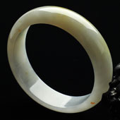 糯冰种飘黄翡缅甸翡翠A货手镯（54.2mm）
